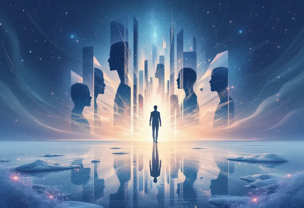 Ilustración del discernimiento entre Ego y Ser, rompiendo ilusiones.