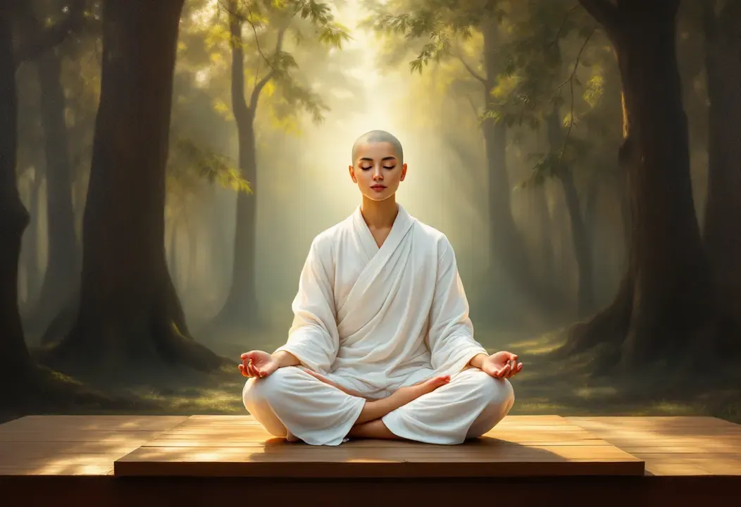 Figura meditando para diferenciar influencia de Lucifer interior y ego.