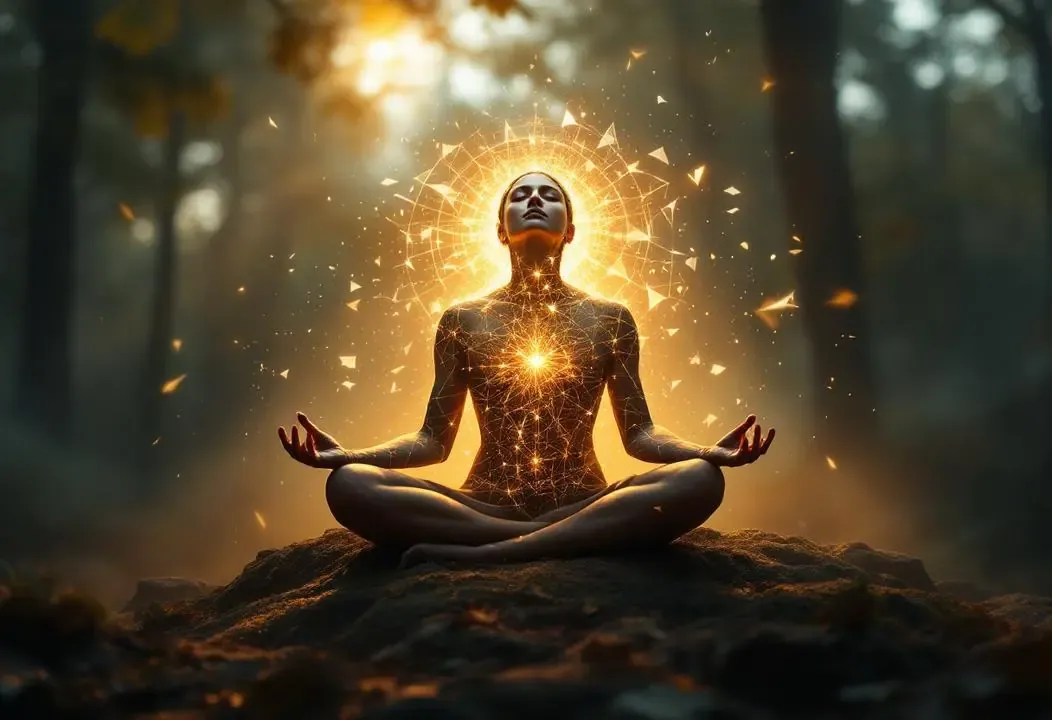 Persona meditando para disolver el yo interior y alcanzar paz.