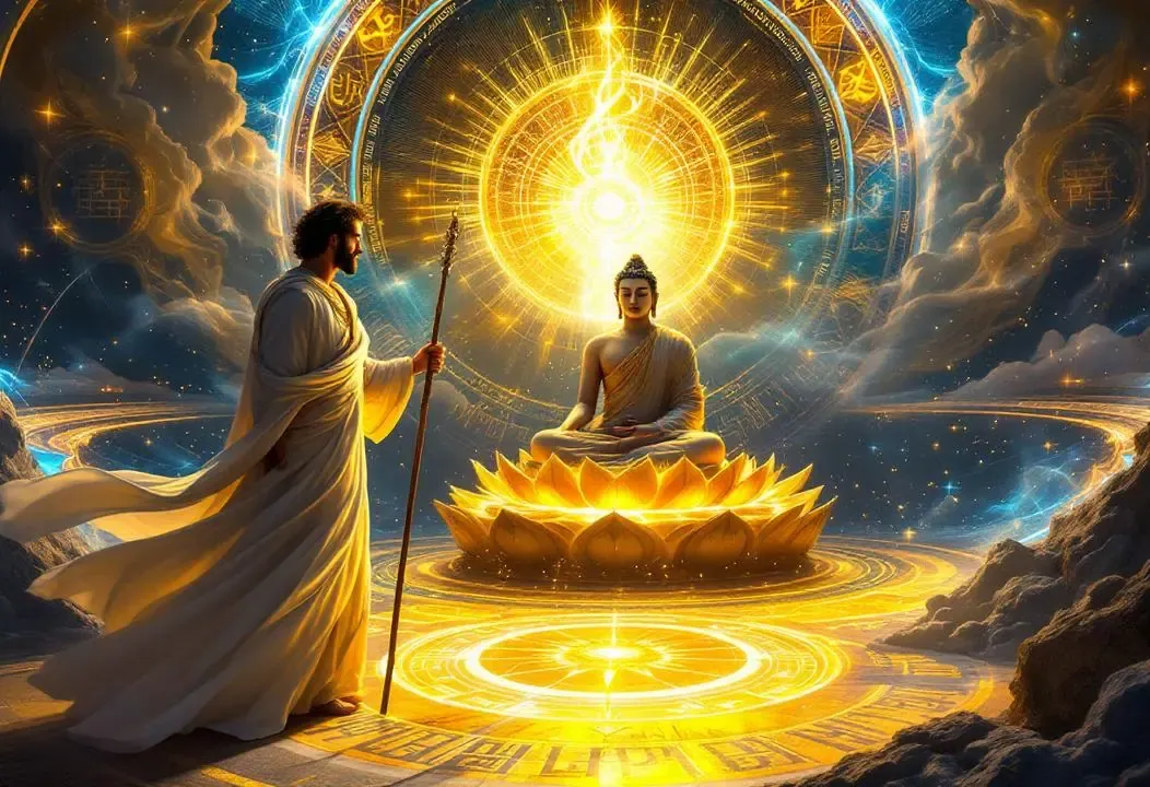 Hermes y Buddha en la Novena Esfera, despertando Kundalini.