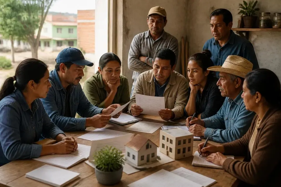 Trabajadores reunidos conversando sobre salario mínimo digno