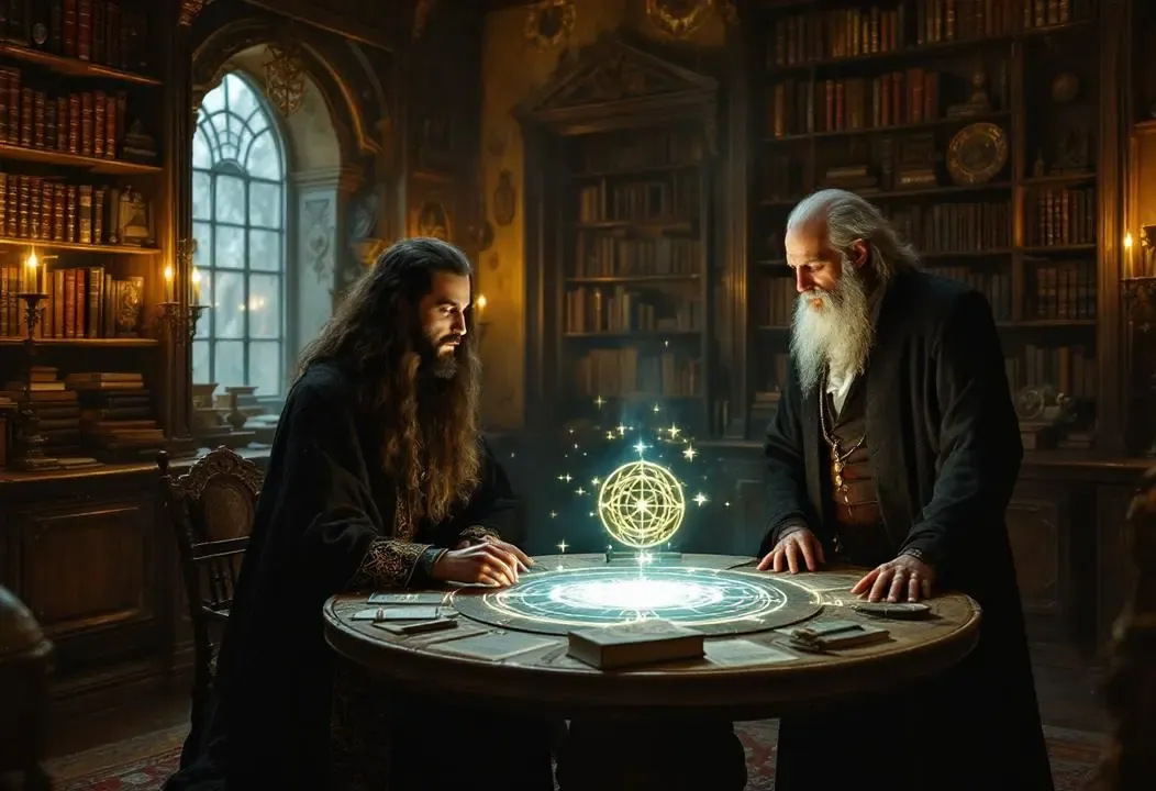 Samael Aun Weor en desdoblamiento astral conversando con Eliphas Lévi.